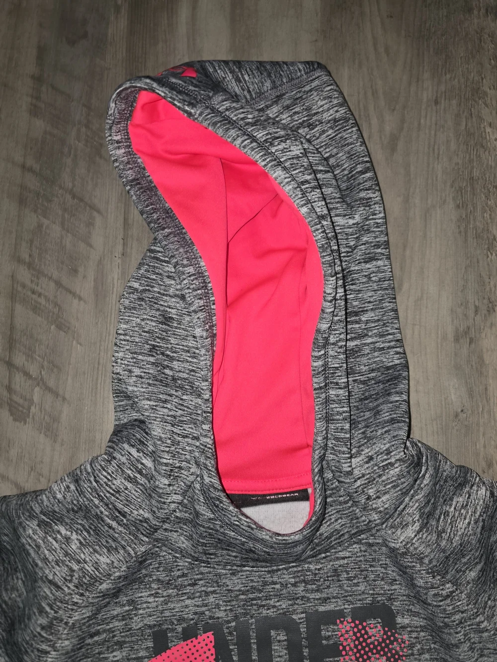 Under Armour Girls' Gray Hoodie with Pink Logo